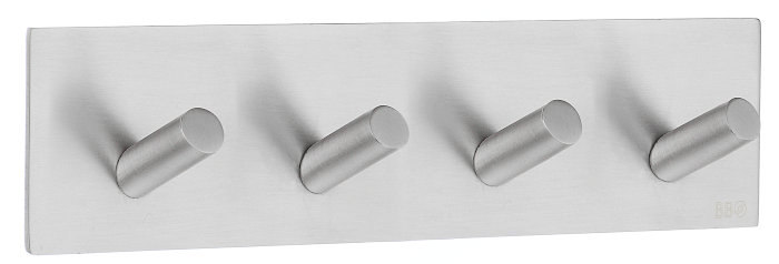 Kroklist m/4 kroker selvklebende - rustfritt stål
